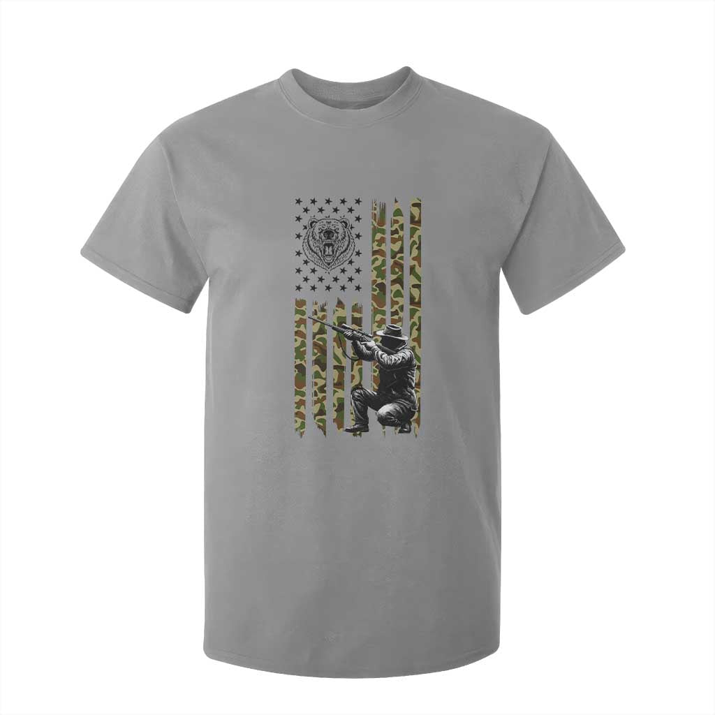 Bear Hunting T Shirt For Kid Camo American Flag Hunter Gift TS12 Sport Gray Print Your Wear