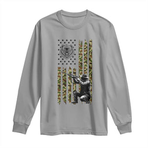 Bear Hunting Long Sleeve Shirt Camo American Flag Hunter Gift TS12 Sport Gray Print Your Wear