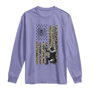Bear Hunting Long Sleeve Shirt Camo American Flag Hunter Gift TS12 Violet Print Your Wear
