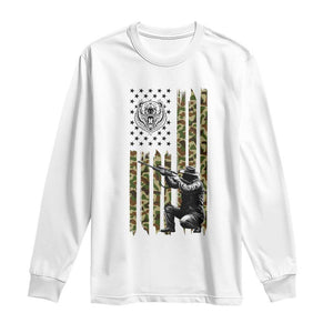 Bear Hunting Long Sleeve Shirt Camo American Flag Hunter Gift TS12 White Print Your Wear