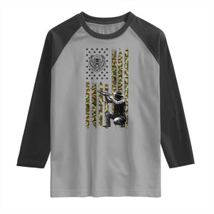 Bear Hunting Raglan Shirt Camo American Flag Hunter Gift TS12 Sport Gray Black Print Your Wear