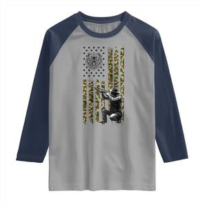 Bear Hunting Raglan Shirt Camo American Flag Hunter Gift TS12 Sport Gray Navy Print Your Wear