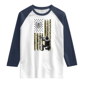Bear Hunting Raglan Shirt Camo American Flag Hunter Gift TS12 White Navy Print Your Wear