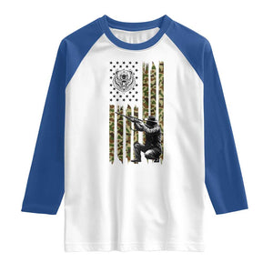 Bear Hunting Raglan Shirt Camo American Flag Hunter Gift TS12 White Royal Print Your Wear