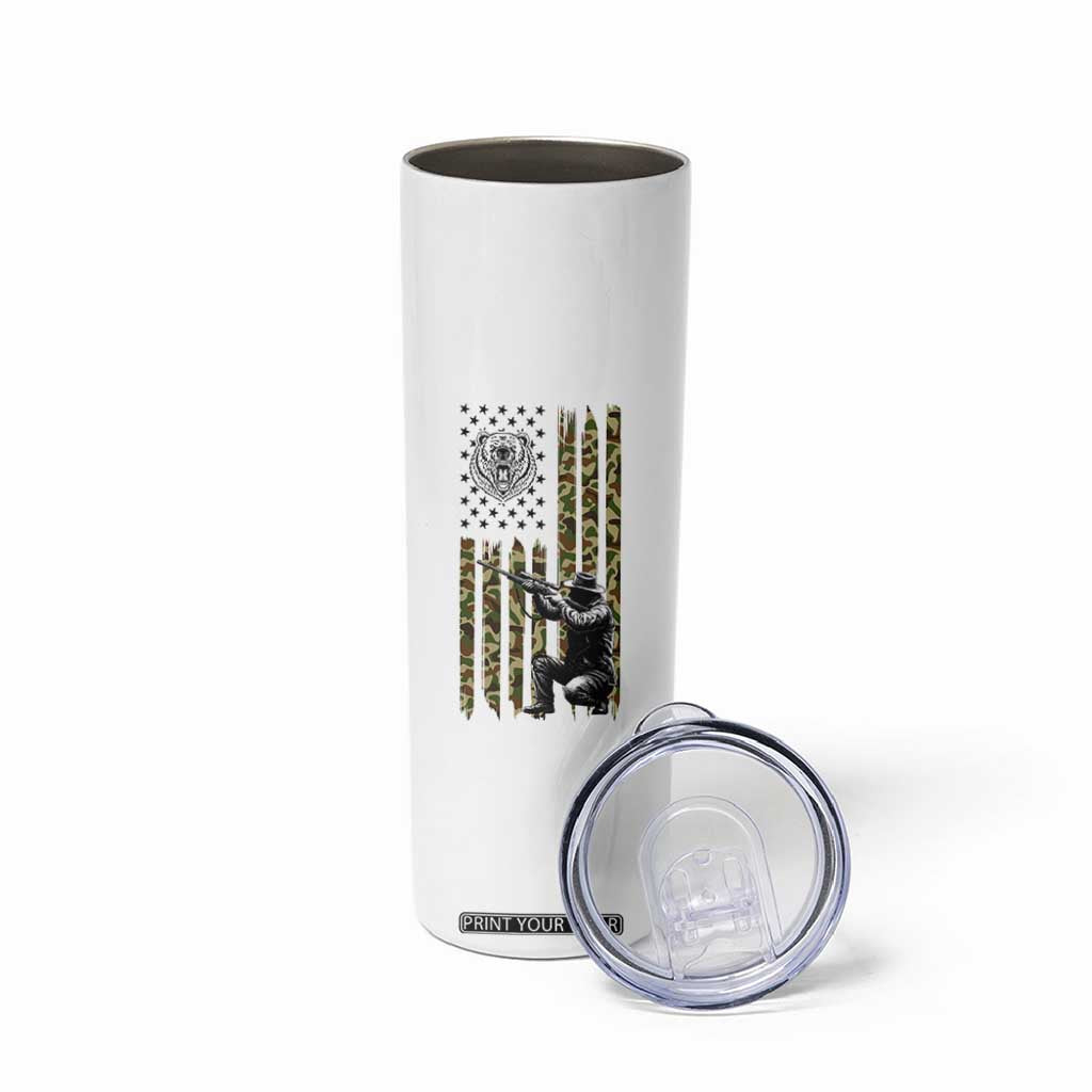 Bear Hunting Skinny Tumbler Camo American Flag Hunter Gift TS12 Print Your Wear