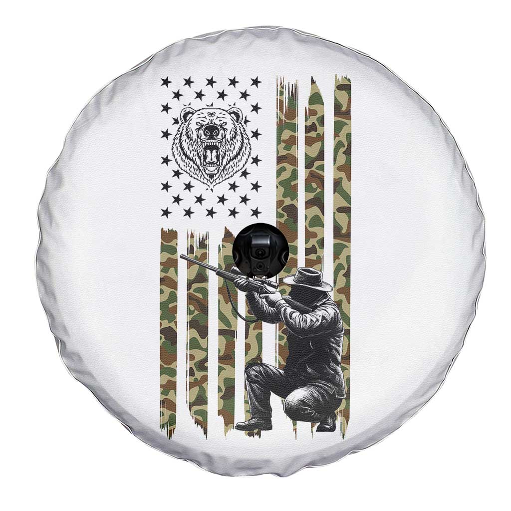 Bear Hunting Spare Tire Cover Camo American Flag Hunter Gift TS12 Print Your Wear