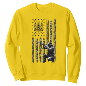 Bear Hunting Sweatshirt Camo American Flag Hunter Gift - Print Your Wear