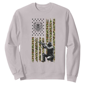 Bear Hunting Sweatshirt Camo American Flag Hunter Gift - Print Your Wear