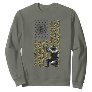 Bear Hunting Sweatshirt Camo American Flag Hunter Gift - Print Your Wear