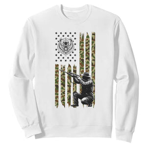 Bear Hunting Sweatshirt Camo American Flag Hunter Gift - Print Your Wear