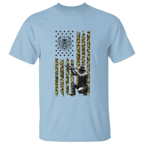 Bear Hunting T Shirt Camo American Flag Hunter Gift TS12 Light Blue Print Your Wear