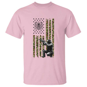 Bear Hunting T Shirt Camo American Flag Hunter Gift TS12 Light Pink Print Your Wear