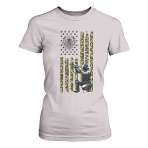 Bear Hunting T Shirt For Women Camo American Flag Hunter Gift TS12 Ice Gray Print Your Wear