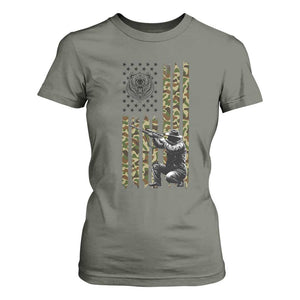 Bear Hunting T Shirt For Women Camo American Flag Hunter Gift TS12 Military Green Print Your Wear