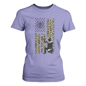 Bear Hunting T Shirt For Women Camo American Flag Hunter Gift TS12 Violet Print Your Wear