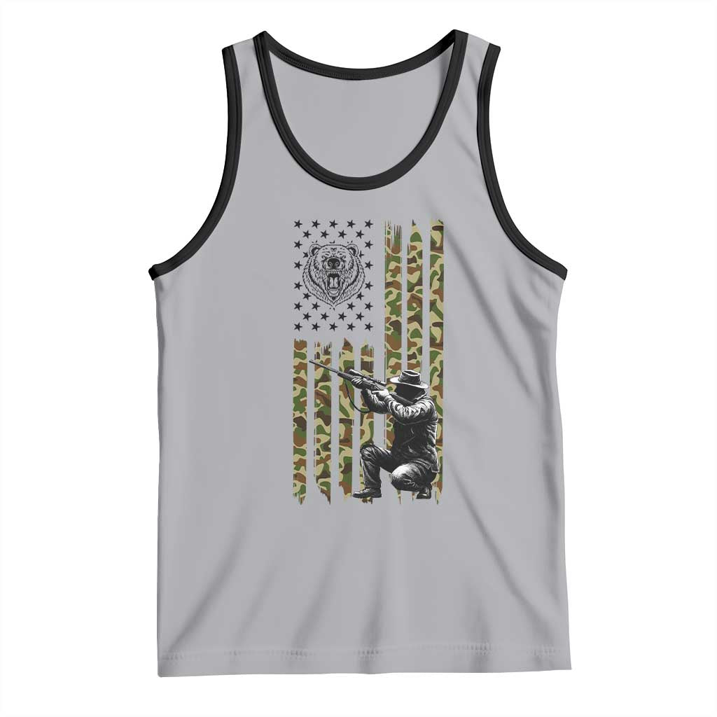 Bear Hunting Tank Top Camo American Flag Hunter Gift TS12 Athletic Heather Black Print Your Wear