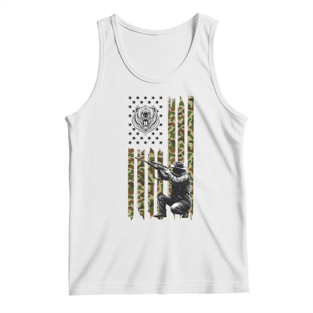 Bear Hunting Tank Top Camo American Flag Hunter Gift TS12 White Print Your Wear