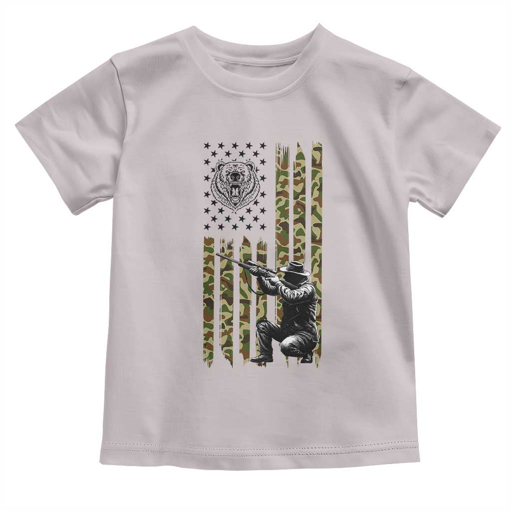 Bear Hunting Toddler T Shirt Camo American Flag Hunter Gift TS12 Ice Gray Print Your Wear