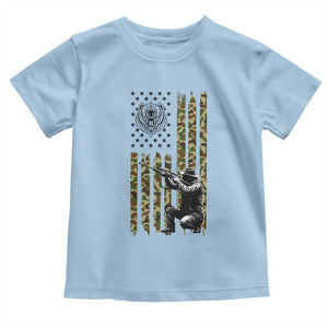 Bear Hunting Toddler T Shirt Camo American Flag Hunter Gift TS12 Light Blue Print Your Wear