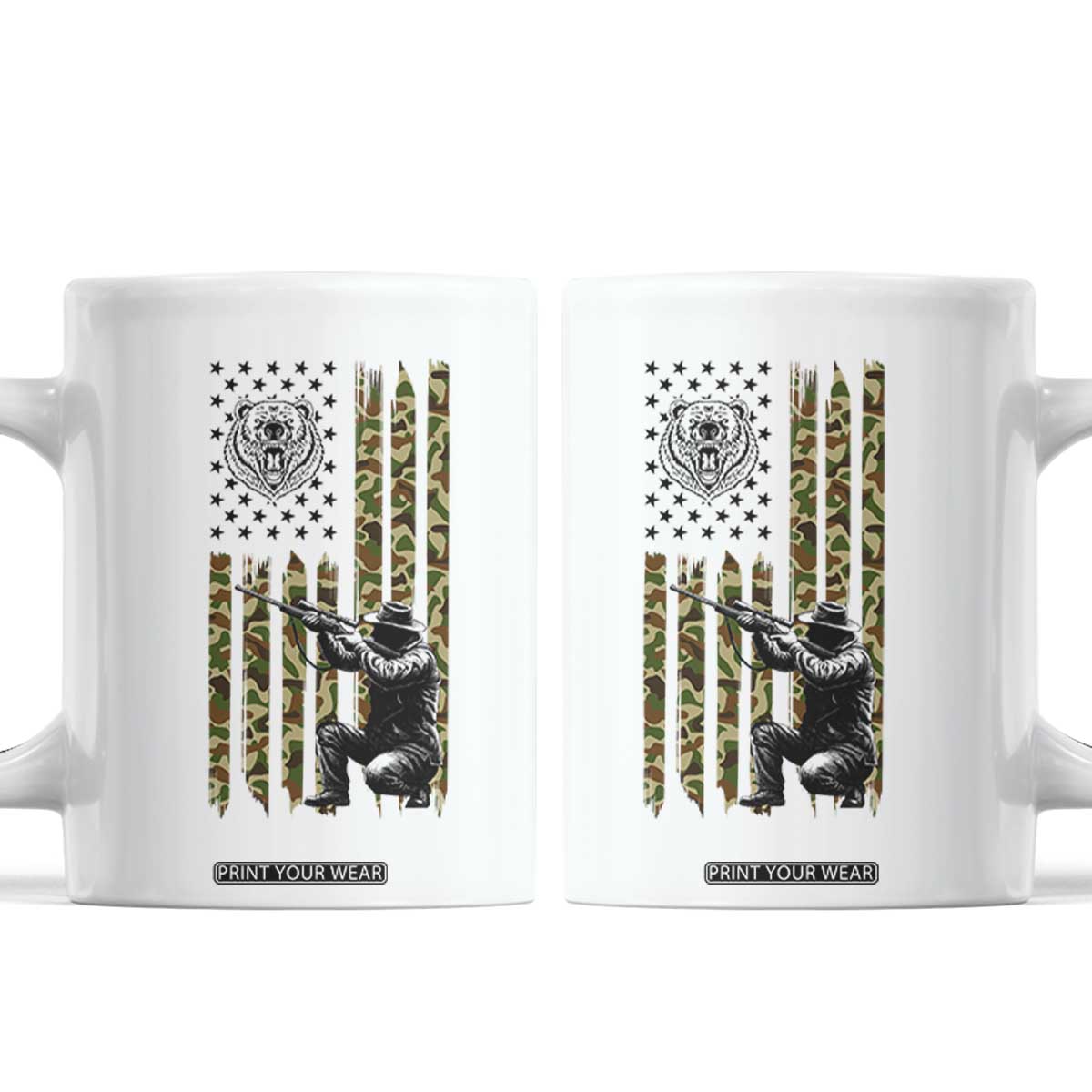 Bear Hunting Coffee Mug Camo American Flag Hunter Gift TS12 White Print Your Wear