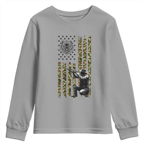 Bear Hunting Youth Sweatshirt Camo American Flag Hunter Gift TS12 Sport Gray Print Your Wear