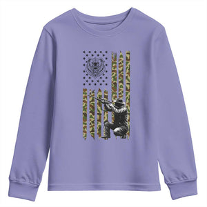 Bear Hunting Youth Sweatshirt Camo American Flag Hunter Gift TS12 Violet Print Your Wear