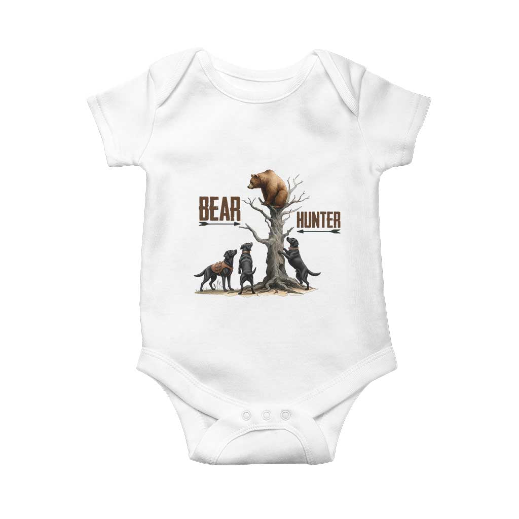 Bear Hunter Baby Onesie Black Lab Retriever Funny Hunting Gift TS12 White Print Your Wear