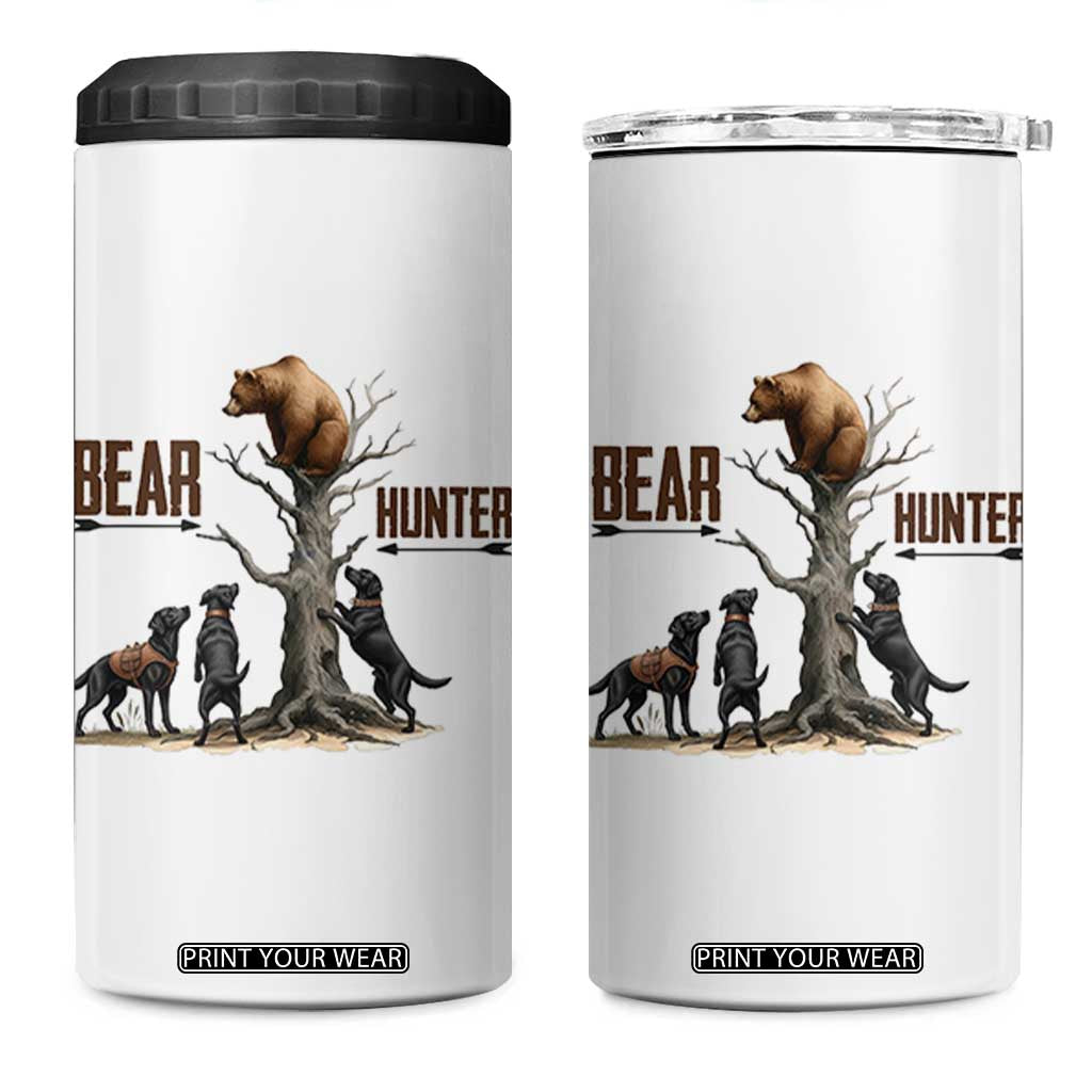Bear Hunter 4 in 1 Can Cooler Tumbler Black Lab Retriever Funny Hunting Gift TS12 One Size: 16 oz White Print Your Wear