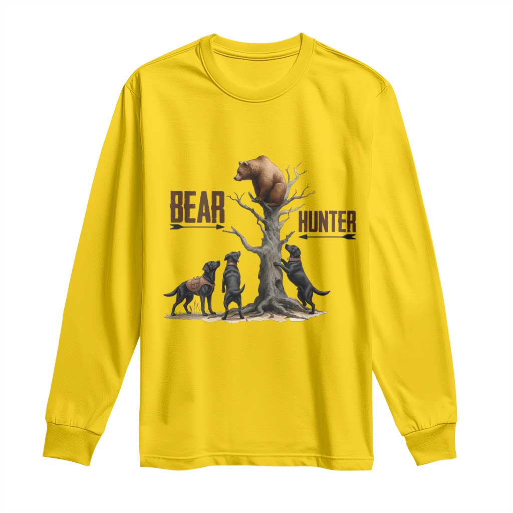 Bear Hunter Long Sleeve Shirt Black Lab Retriever Funny Hunting Gift TS12 Daisy Print Your Wear