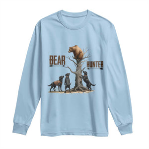 Bear Hunter Long Sleeve Shirt Black Lab Retriever Funny Hunting Gift TS12 Light Blue Print Your Wear