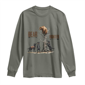 Bear Hunter Long Sleeve Shirt Black Lab Retriever Funny Hunting Gift TS12 Military Green Print Your Wear