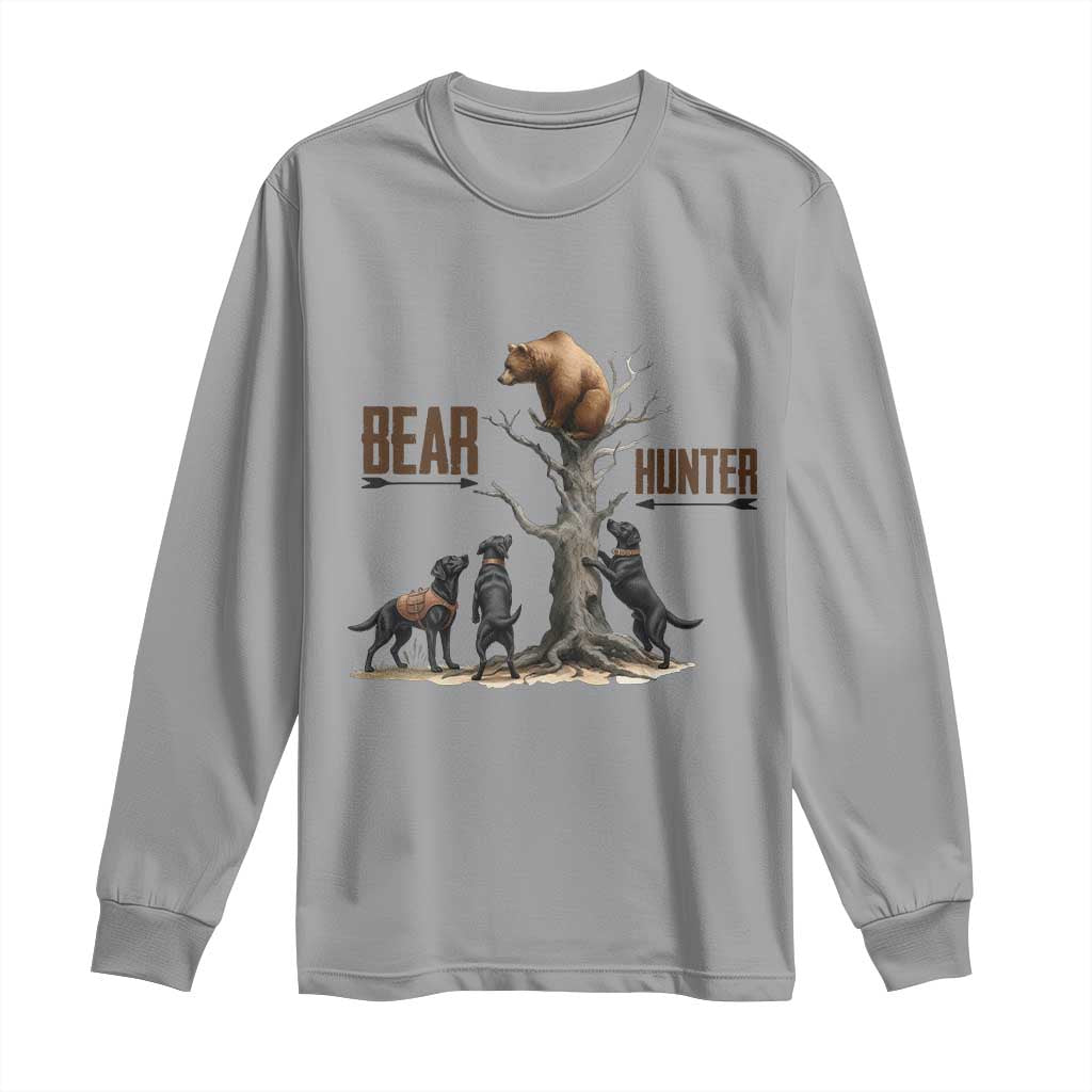 Bear Hunter Long Sleeve Shirt Black Lab Retriever Funny Hunting Gift TS12 Sport Gray Print Your Wear