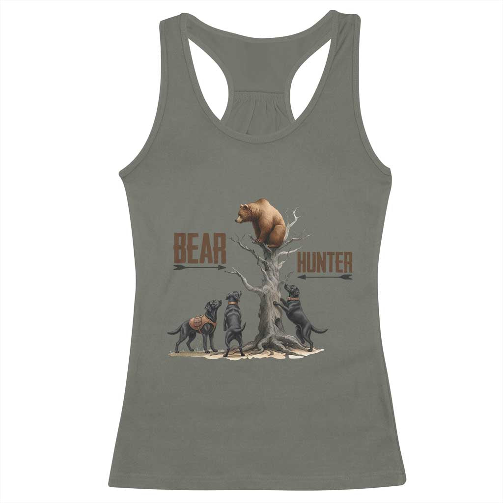 Bear Hunter Racerback Tank Top Black Lab Retriever Funny Hunting Gift TS12 Military Green Print Your Wear