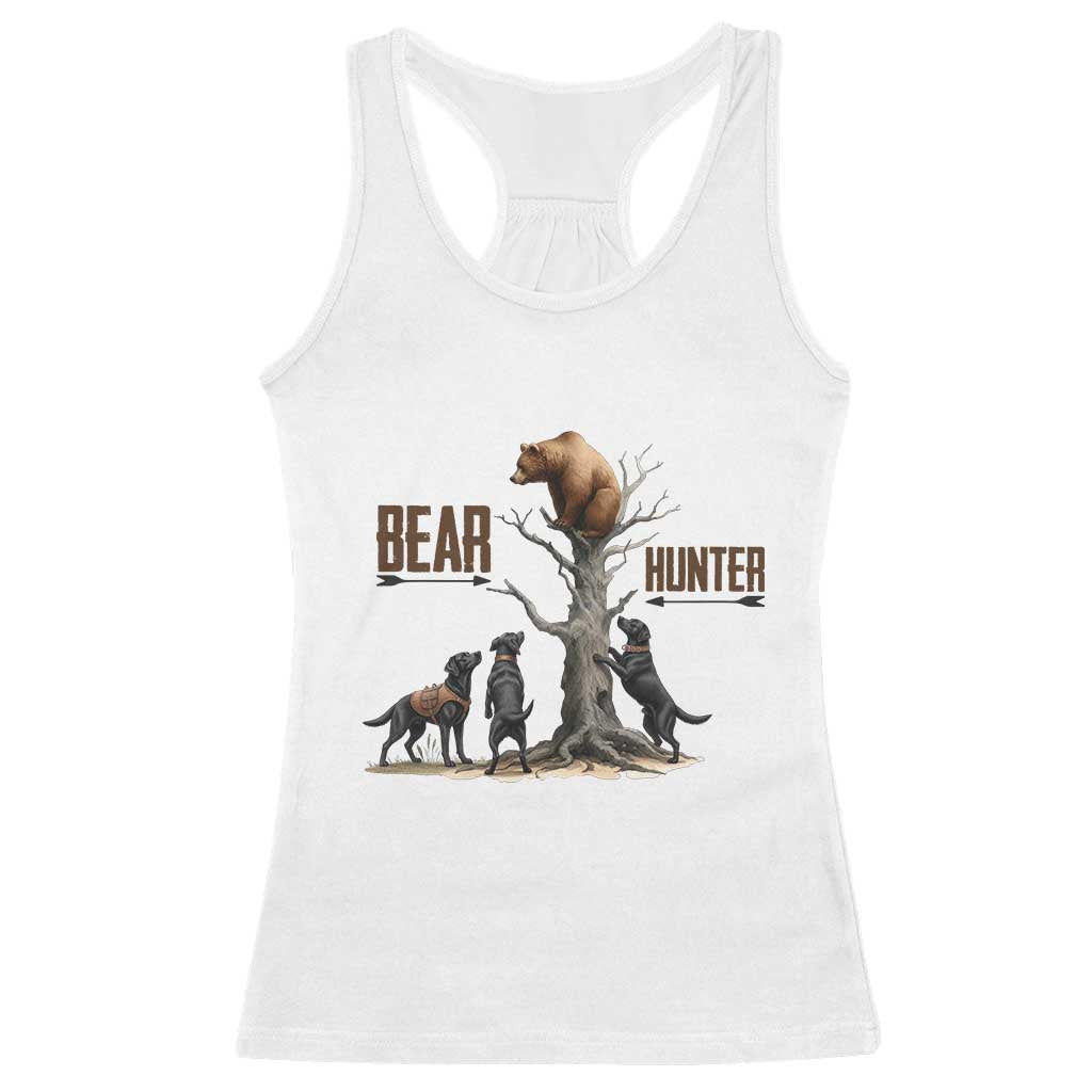 Bear Hunter Racerback Tank Top Black Lab Retriever Funny Hunting Gift TS12 White Print Your Wear