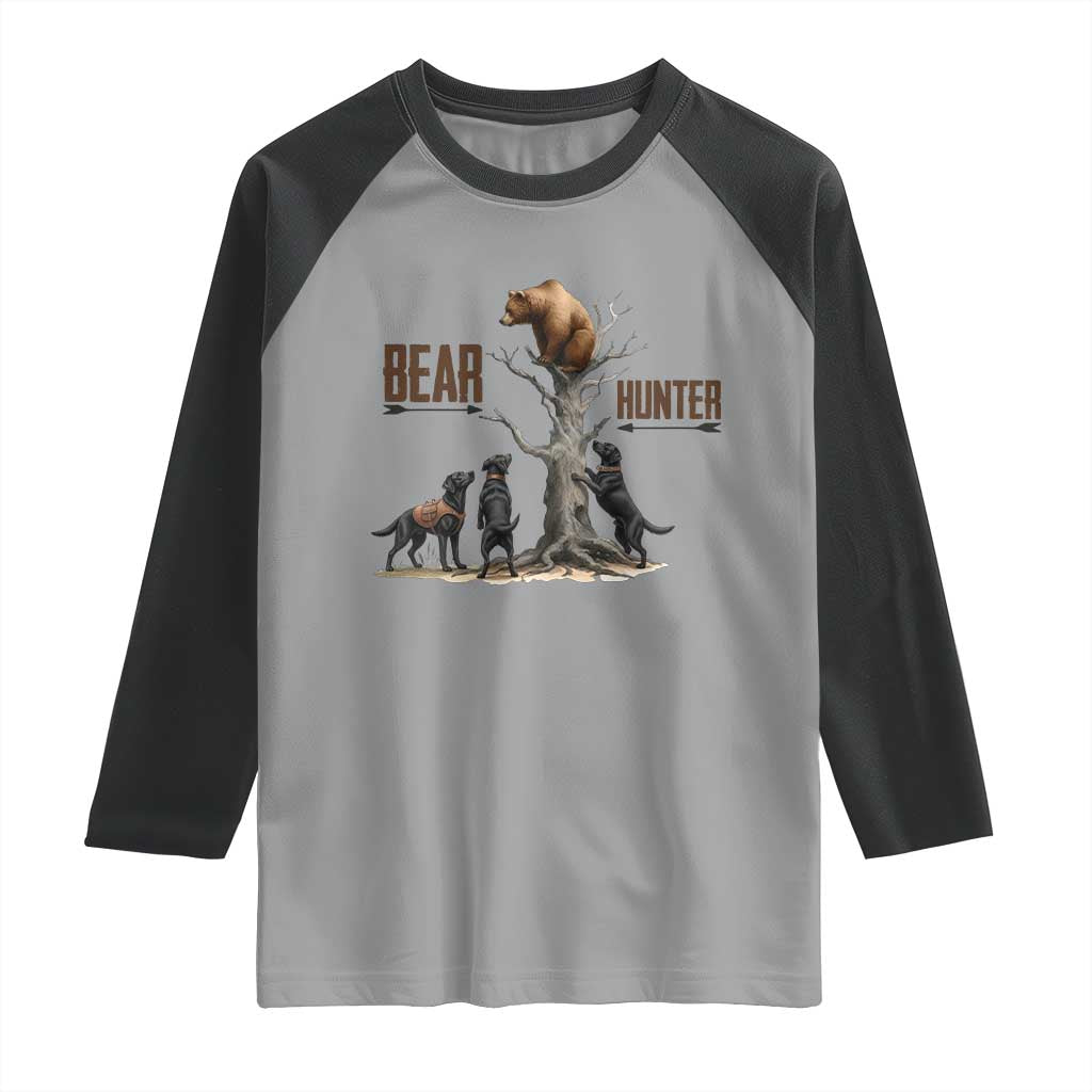 Bear Hunter Raglan Shirt Black Lab Retriever Funny Hunting Gift TS12 Sport Gray Black Print Your Wear