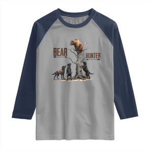 Bear Hunter Raglan Shirt Black Lab Retriever Funny Hunting Gift TS12 Sport Gray Navy Print Your Wear