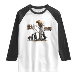 Bear Hunter Raglan Shirt Black Lab Retriever Funny Hunting Gift TS12 White Black Print Your Wear
