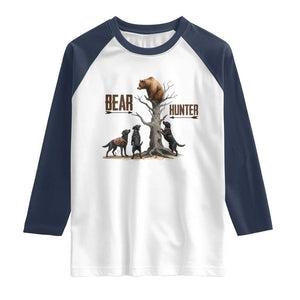 Bear Hunter Raglan Shirt Black Lab Retriever Funny Hunting Gift TS12 White Navy Print Your Wear