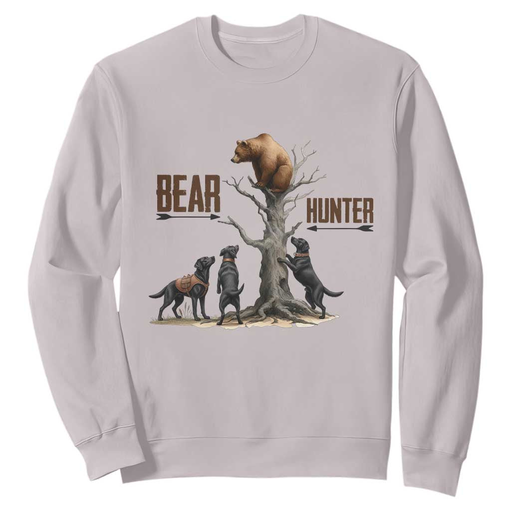 Bear Hunter Sweatshirt Black Lab Retriever Funny Hunting Gift TS12 Ice Gray Print Your Wear