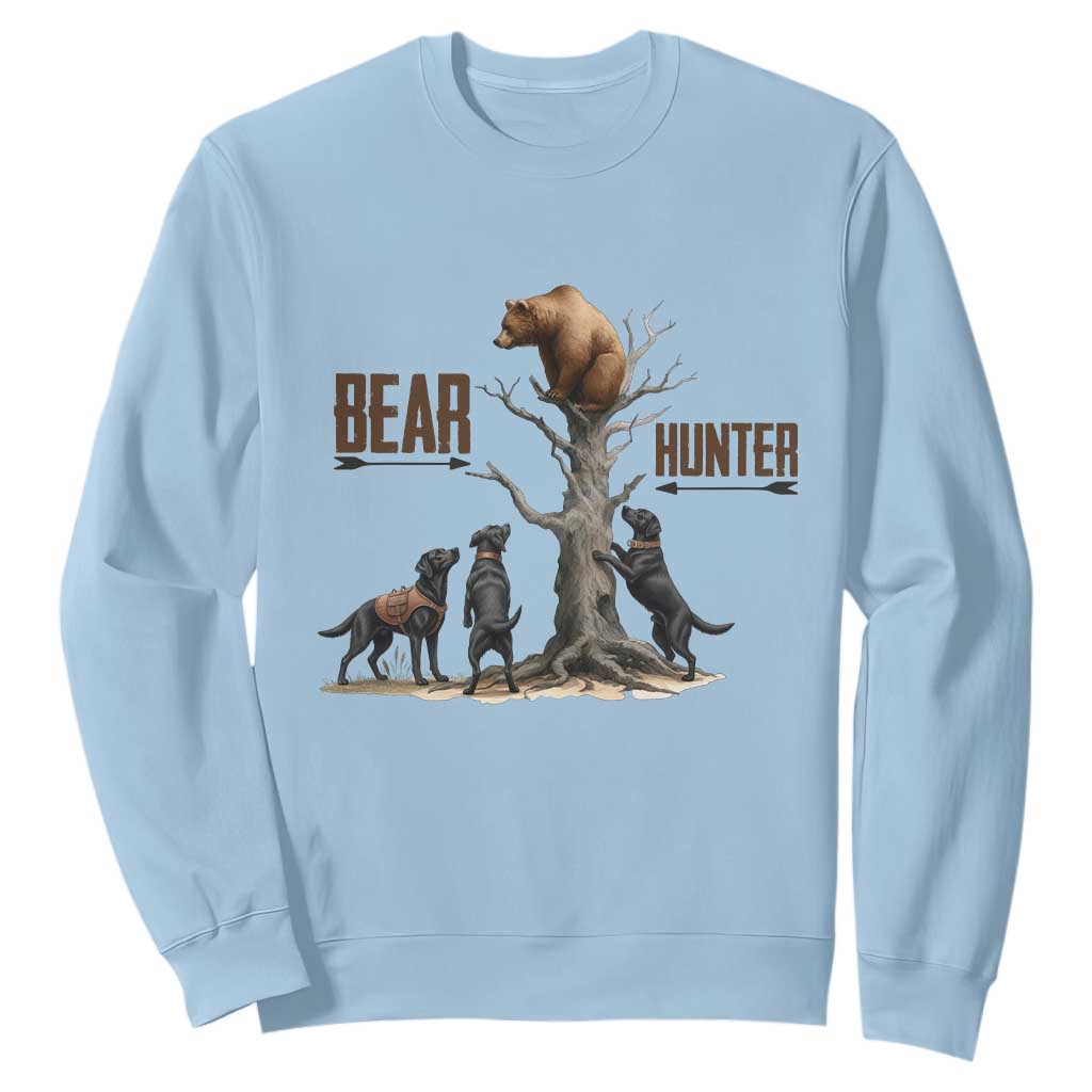 Bear Hunter Sweatshirt Black Lab Retriever Funny Hunting Gift TS12 Light Blue Print Your Wear