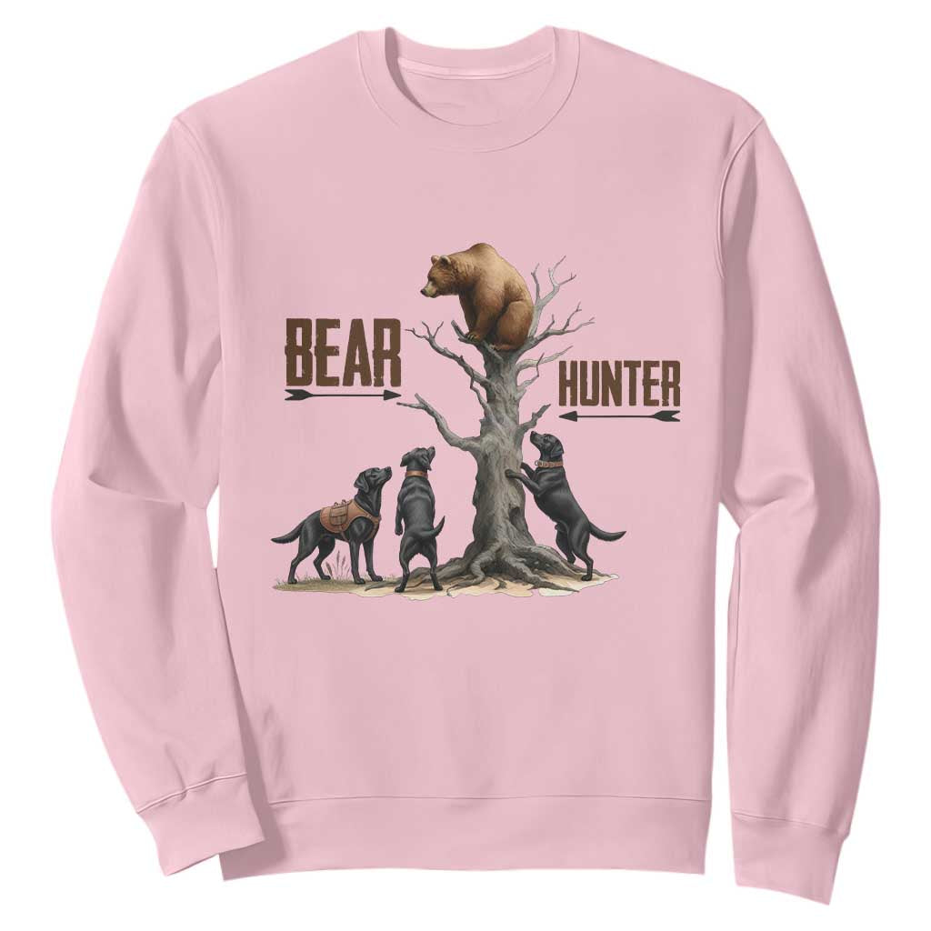 Bear Hunter Sweatshirt Black Lab Retriever Funny Hunting Gift TS12 Light Pink Print Your Wear