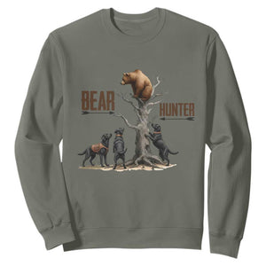 Bear Hunter Sweatshirt Black Lab Retriever Funny Hunting Gift TS12 Military Green Print Your Wear