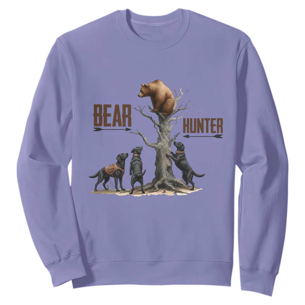 Bear Hunter Sweatshirt Black Lab Retriever Funny Hunting Gift TS12 Violet Print Your Wear