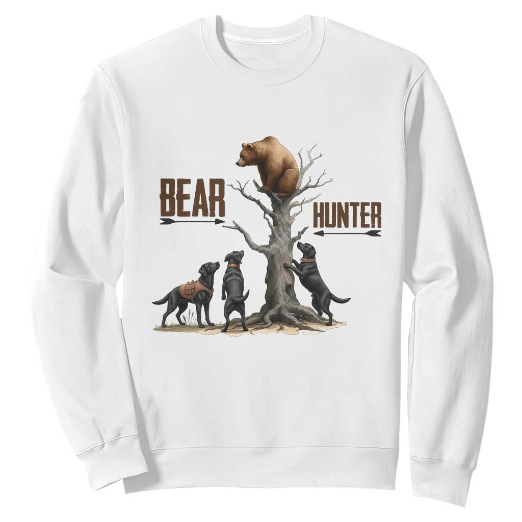 Bear Hunter Sweatshirt Black Lab Retriever Funny Hunting Gift TS12 White Print Your Wear