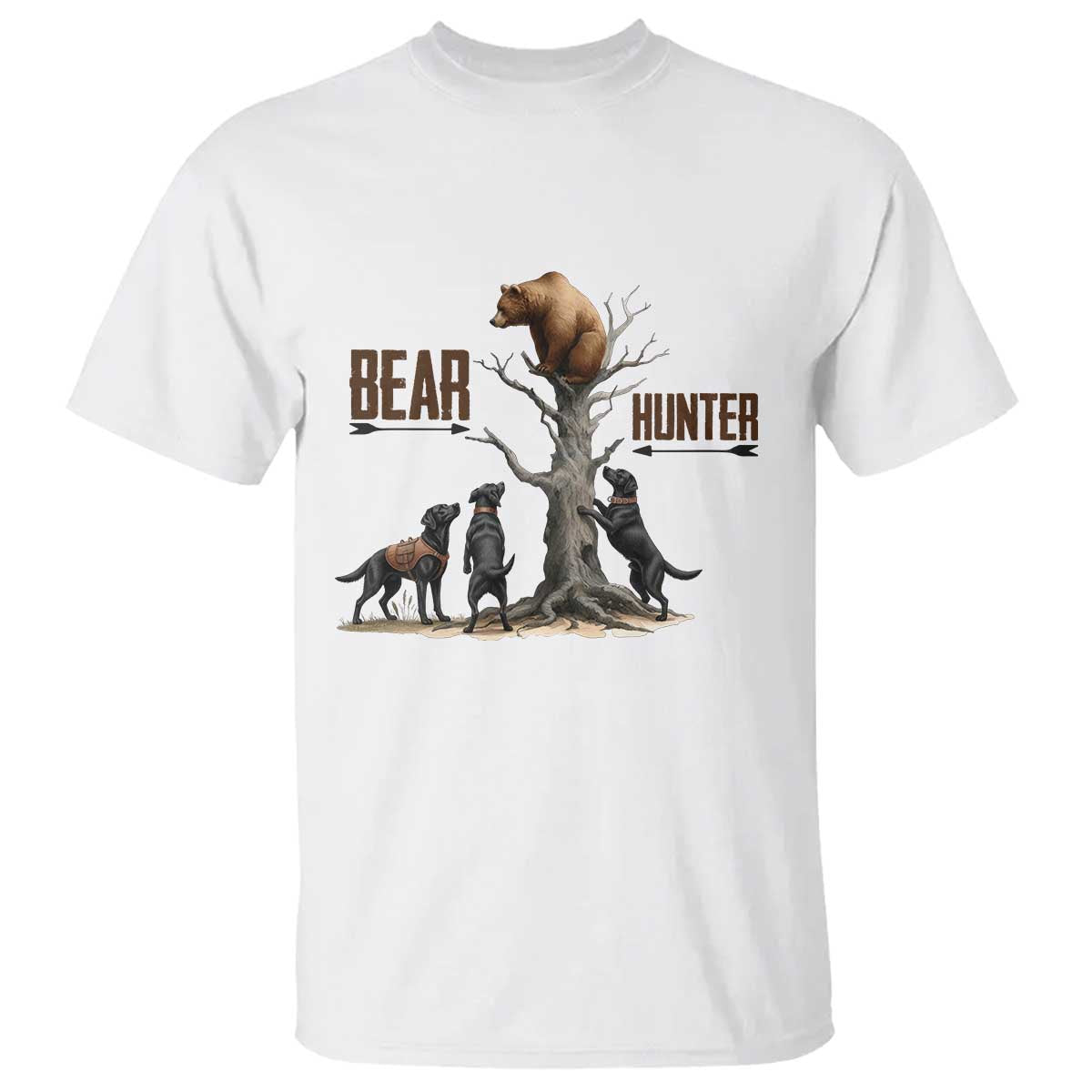Bear Hunter T Shirt Black Lab Retriever Funny Hunting Gift TS12 White Print Your Wear