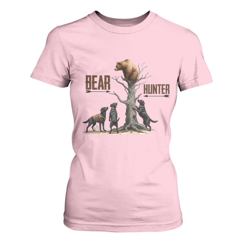 Bear Hunter T Shirt For Women Black Lab Retriever Funny Hunting Gift TS12 Light Pink Print Your Wear