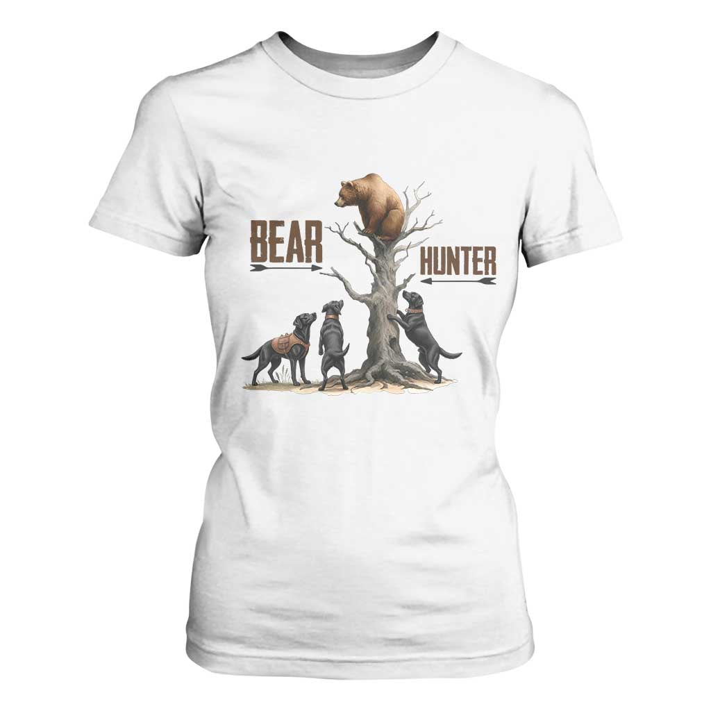 Bear Hunter T Shirt For Women Black Lab Retriever Funny Hunting Gift TS12 White Print Your Wear