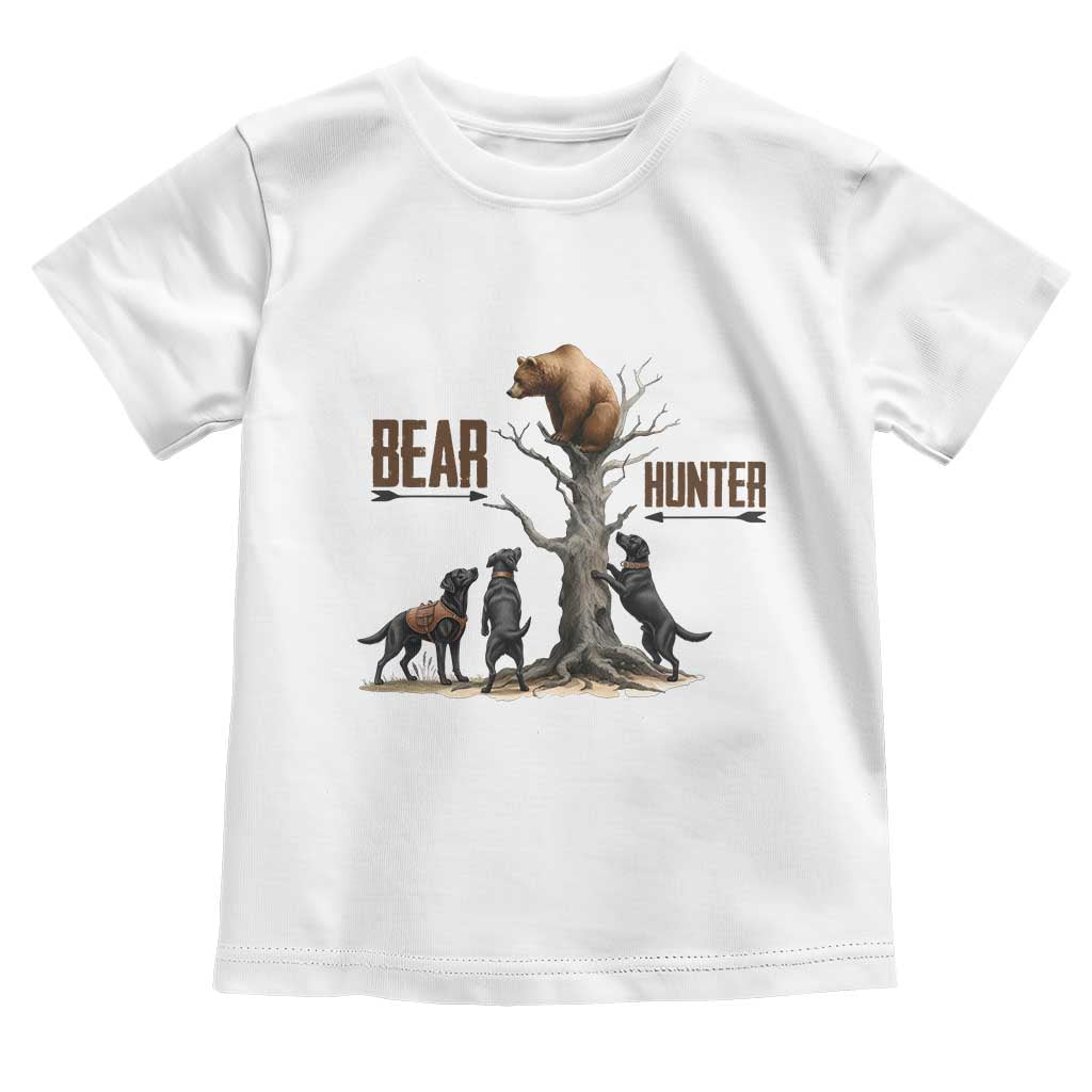 Bear Hunter Toddler T Shirt Black Lab Retriever Funny Hunting Gift TS12 White Print Your Wear
