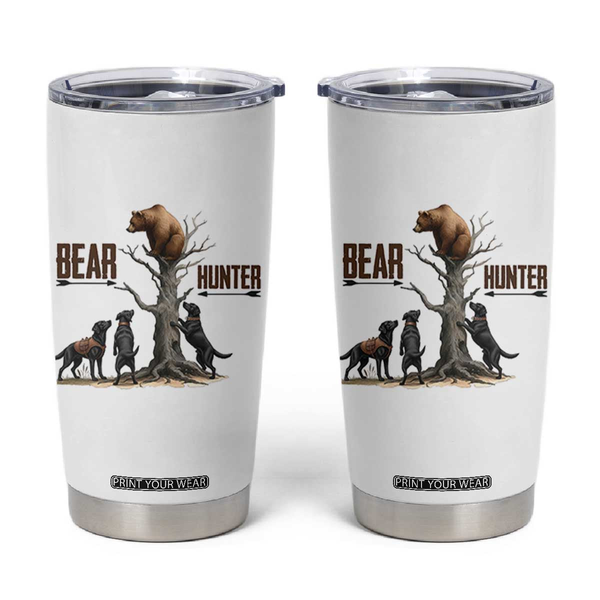 Bear Hunter Tumbler Cup Black Lab Retriever Funny Hunting Gift - Print Your Wear