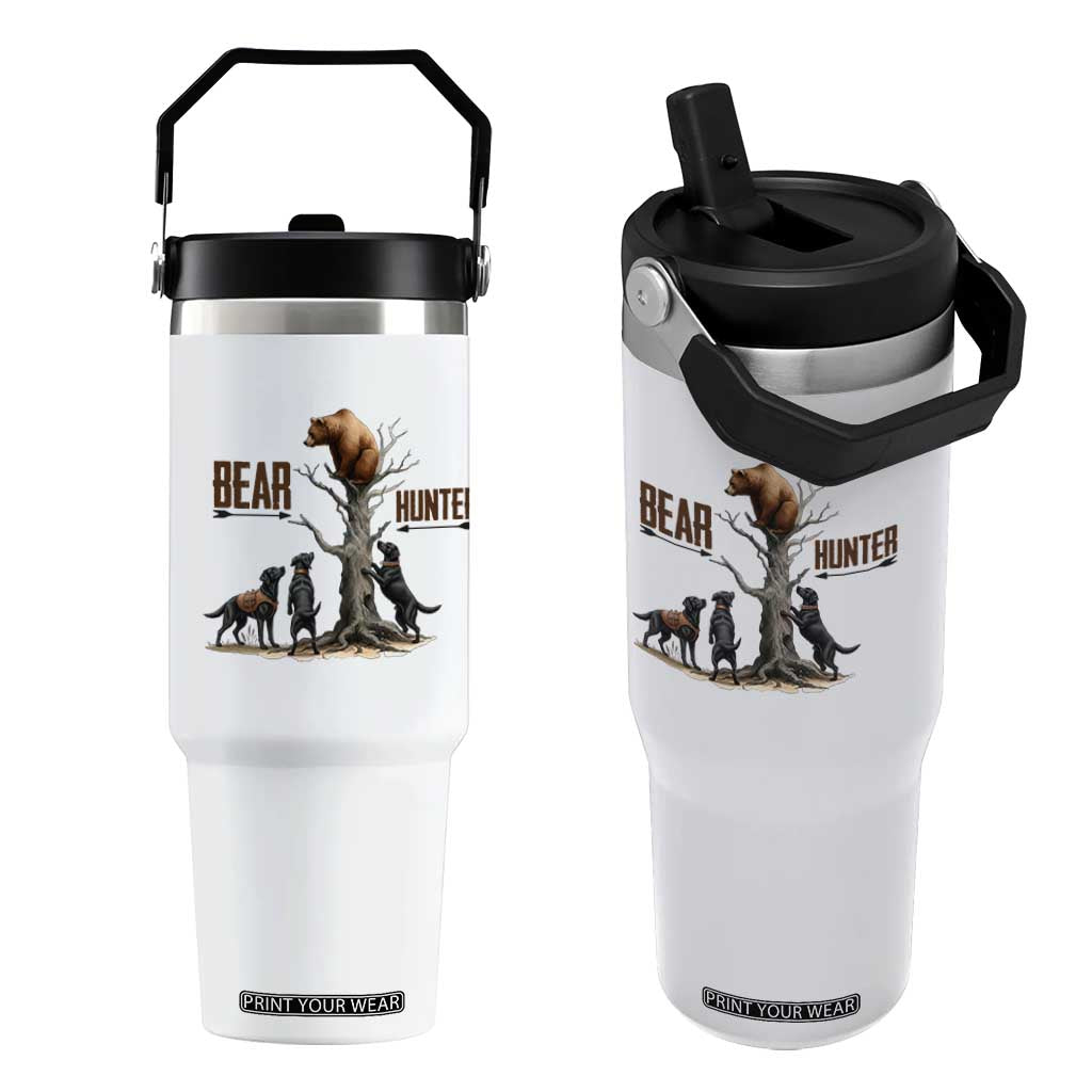 Bear Hunter Flip Straw Tumbler Black Lab Retriever Funny Hunting Gift TS12 One Size: 30 oz White Print Your Wear